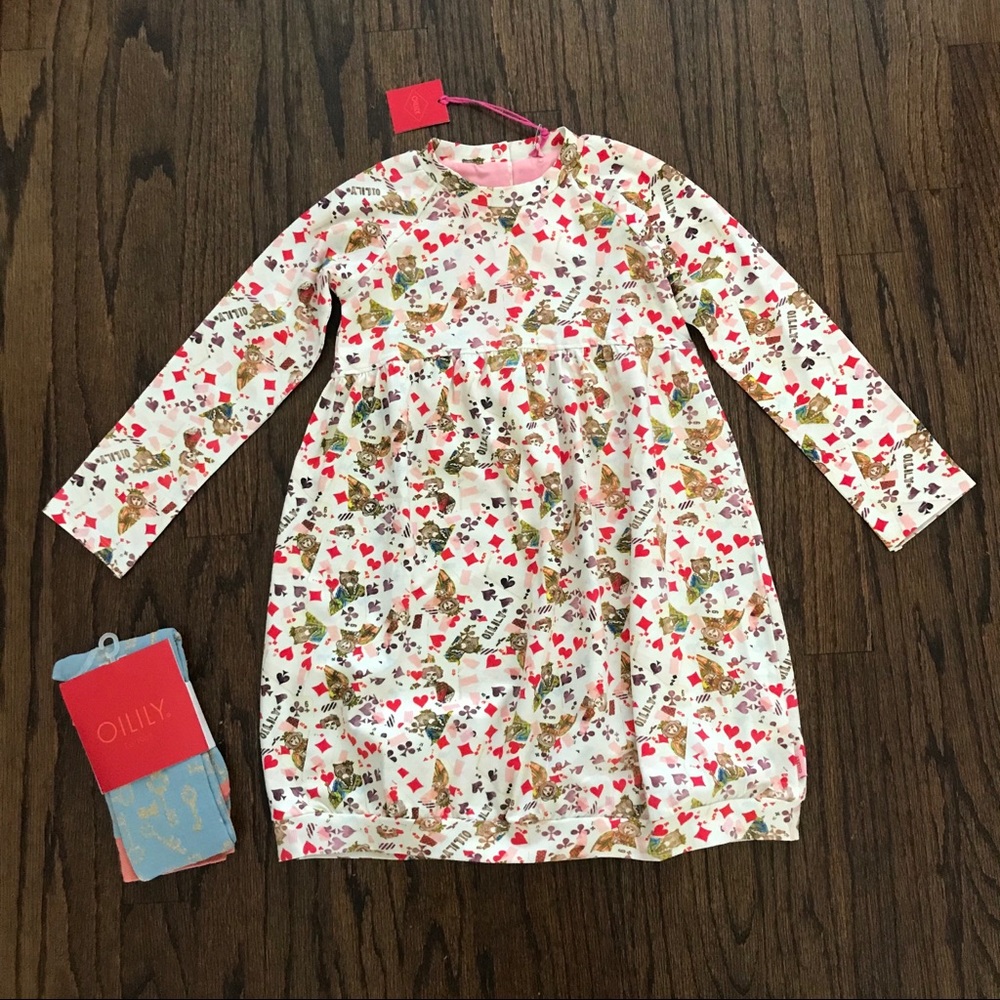 NWT Oilily Alice In Wonderland Dress + Tights